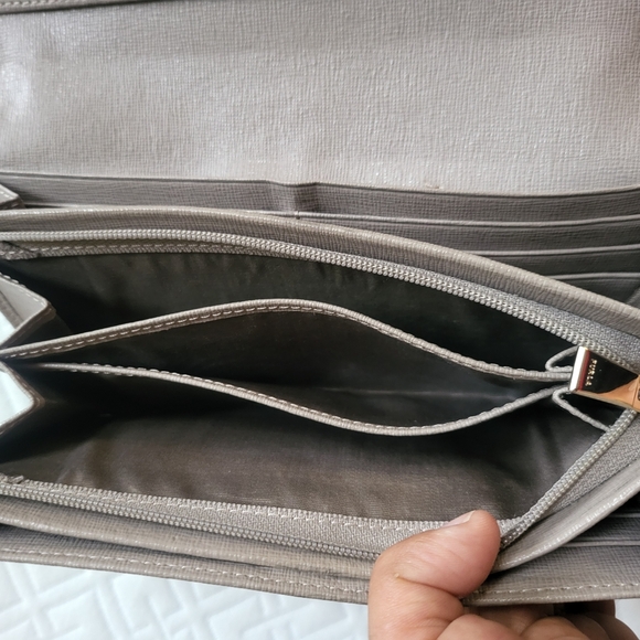 FURLA Babylon Continental Saffiano Leather Bifold Wallet Purs Grayt tope - Picture 9 of 12